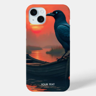 Fantasy Schattigee Sunset Boat Raven iPhone 15 Mini Hoesje