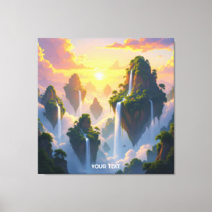 Fantasy Schattigee Sunset Islands Watervallen Canvas Afdruk