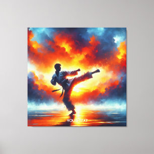 Fantasy Schattigee Sunset Karate Fighter Canvas Afdruk
