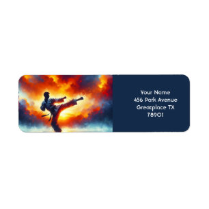 Fantasy Schattigee Sunset Karate Fighter Etiket