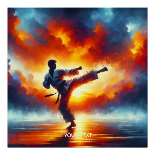 Fantasy Schattigee Sunset Karate Fighter Perfect Poster