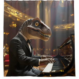 Fantasy Schattigee T-rex spelen piano Douchegordijn