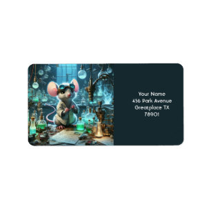 Fantasy Schattigee Tiny Mouse Scientist Etiket