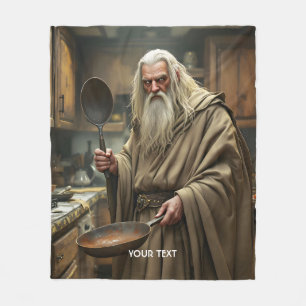 Fantasy Schattigee tovenaar Frying Pan Fleece Deken