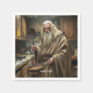 Fantasy Schattigee tovenaar Frying Pan Servet