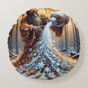 Fantasy Schattigee tovenaar maakt de winter Rond Kussen