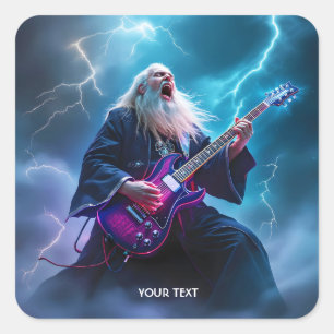 Fantasy Schattigee tovenaar speelt gitaar Vierkante Sticker