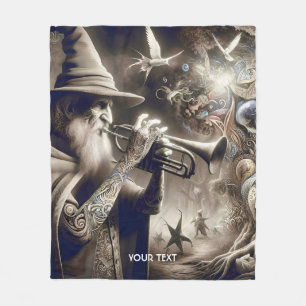 Fantasy Schattigee Tovenaar Trompet Bos Fleece Deken