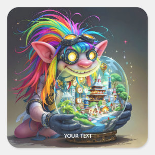 Fantasy Schattigee Troll Making City Vierkante Sticker