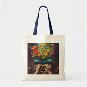 Fantasy Schattigee typemachine bloeit handen Tote Bag