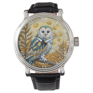 Fantasy Schattigee Uil Moon Trees Horloge