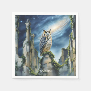 Fantasy Schattigee uil oude ruïnes Servet