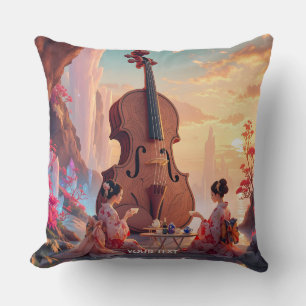 Fantasy Schattigee Viool Meisjes Thee Kussen