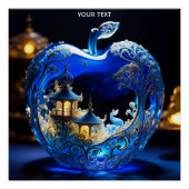 Fantasy Schattigee Vivid Blue Glass Apple Perfect Poster (Voorkant)