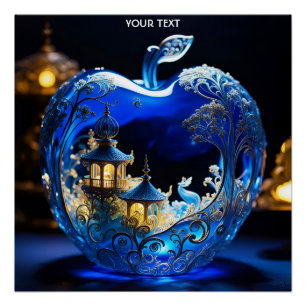 Fantasy Schattigee Vivid Blue Glass Apple Perfect Poster