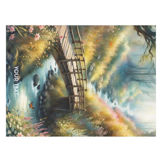 Fantasy Schattigee Vivid Bridge Morning River Tafelkleed (Voorkant (Horizontaal))
