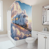 Fantasy Schattigee Vivid Cloud Train Sunrise Douchegordijn (In situ)