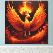 Fantasy Schattigee Vivid Flames Phoenix Bird Canvas Afdruk (Insitu (Houten vloer))