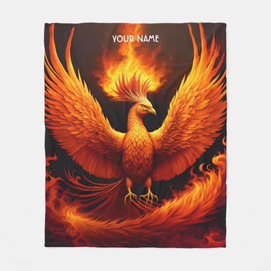 Fantasy Schattigee Vivid Flames Phoenix Bird Fleece Deken (Voorkant)
