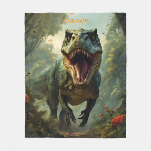 Fantasy Schattigee Vivid Flowers Majestic T-Rex Fleece Deken