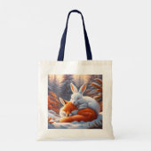 Fantasy Schattigee Vivid Sleeping Fox Hare Tote Bag (Achterkant)