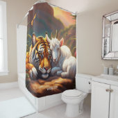 Fantasy Schattigee Vivid Sleeping Tiger Goat Douchegordijn (In situ)