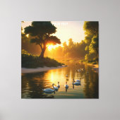 Fantasy Schattigee Vivid Swans Sunset Forest. Perf Canvas Afdruk (Voorkant)