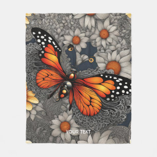Fantasy Schattigee vlinder filigraan bloemen Fleece Deken