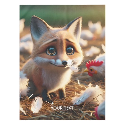 Fantasy Schattigee vossenveren kip Tafelkleed (Voorkant)