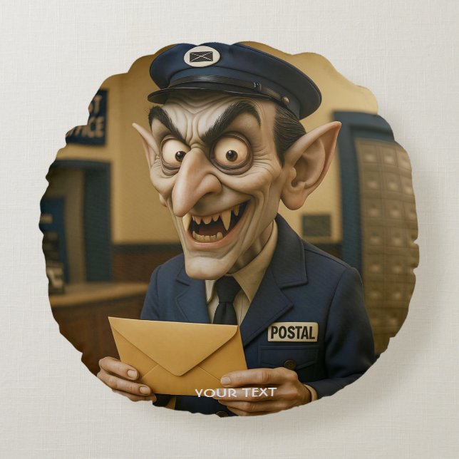 Fantasy Schattigee vreemde postbode Rond Kussen (Voorkant)