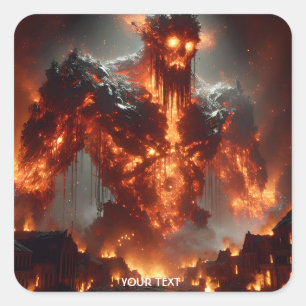 Fantasy Schattigee vuur elementaire vlammen Vierkante Sticker