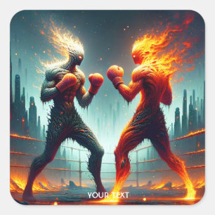 Fantasy Schattigee vuur lava boxers Vierkante Sticker