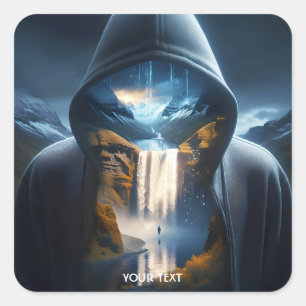 Fantasy Schattigee waterval Sun Lake Vierkante Sticker