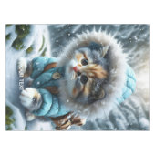 Fantasy Schattigee Winter Kitten Sneeuw Tafelkleed (Voorkant (Horizontaal))
