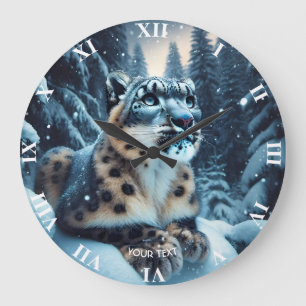 Fantasy Schattigee wintersneeuw luipaard Grote Klok
