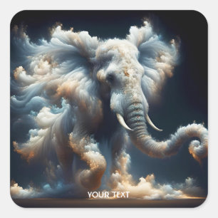 Fantasy Schattigee wolken olifant rook Vierkante Sticker