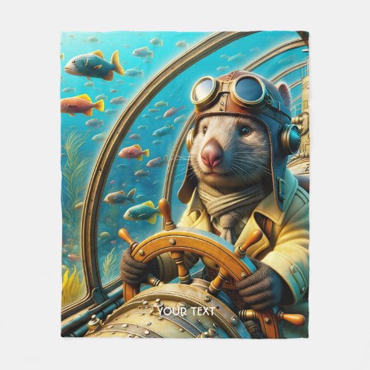 Fantasy Schattigee Wombat Pilot Onderwater Fleece Deken (Voorkant)