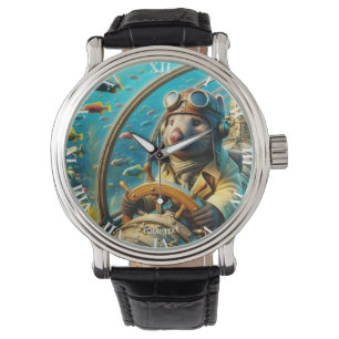 Fantasy Schattigee Wombat Pilot Onderwater Horloge