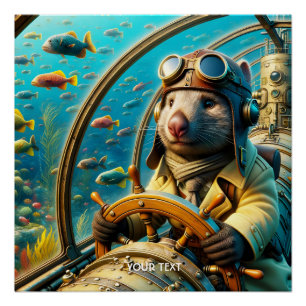 Fantasy Schattigee Wombat Pilot Onderwater Perfect Poster