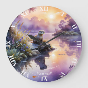 Fantasy Schattigee zonsondergang Paarse meer Grote Klok