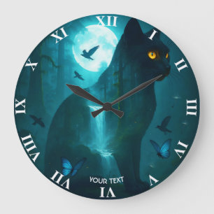 Fantasy Schattigee zwarte surrealistische kat Grote Klok