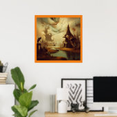 Fantasy Schilderij 3 - Middeleeuws landschap Poster (Thuiskantoor)