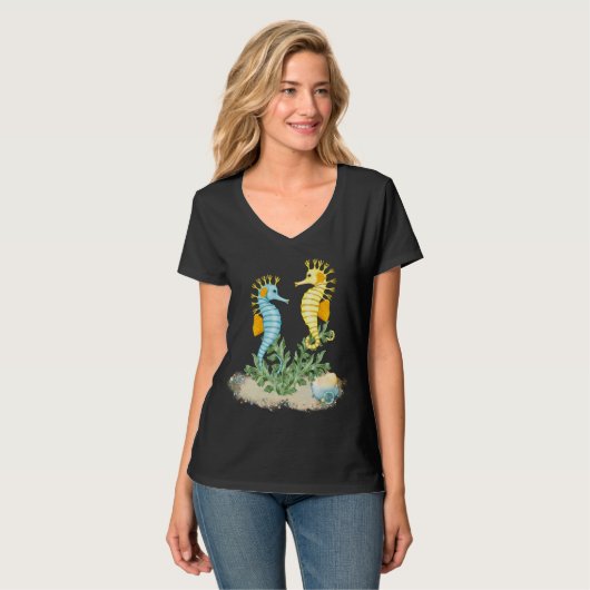 Fantasy Seahorse en Bling T-shirt (Voorkant volledig)