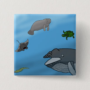 Fantasy Seascape Vierkante Button 5,1 Cm