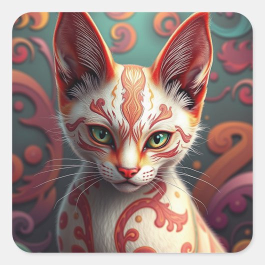 Fantasy Siamese Cat Stickers (Voorkant)
