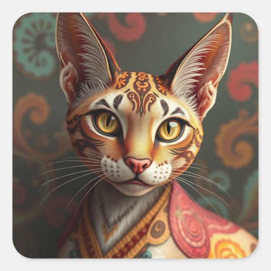 Fantasy Siamese Cat Stickers (Voorkant)