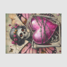 Fantasy Skelet met prikkeldraad Hart decoupage Tissuepapier
