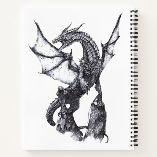 Fantasy Sketchbook Dragon Tekening Aangepaste naam Notitieboek (Achterkant)