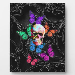 Fantasy skull and colored butterflits fotoplaat