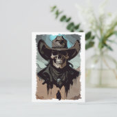 Fantasy Skull  Wild West Cowboy Sheriff Art Briefkaart (Staand voorkant)